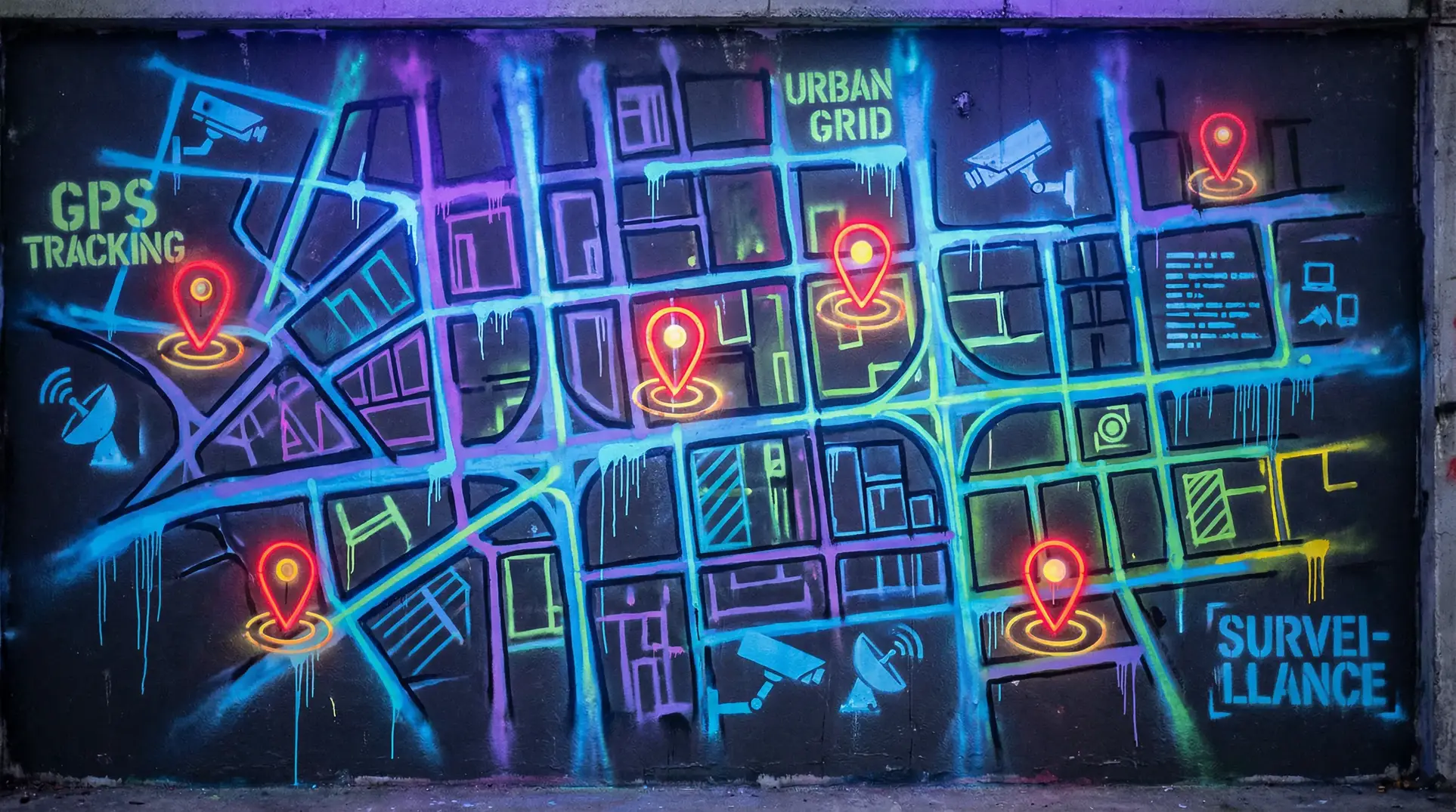 痴汉十人队 狗仔追踪地图 - 城市涂鸦风格